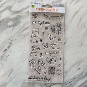 Fiskars Lia Griffith Party Animals Clear Stamp Set 22pc